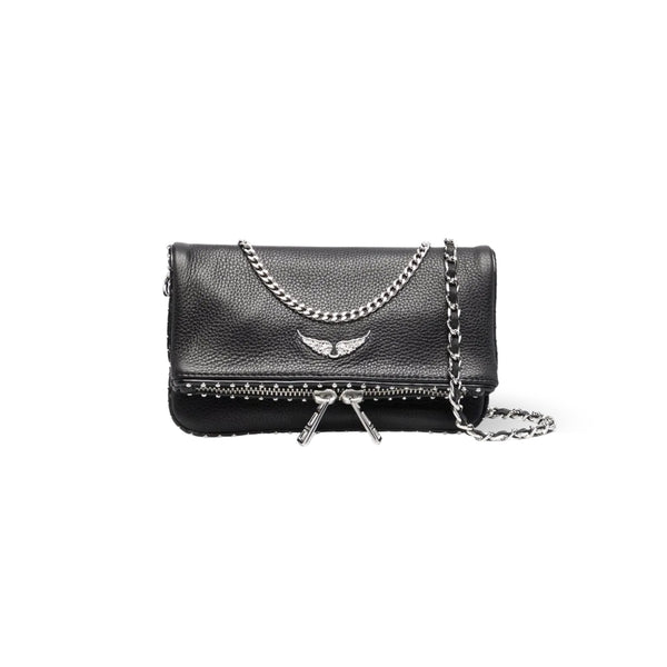 Zadig & Voltaire Rock Nano studded clutch in black with silver studs