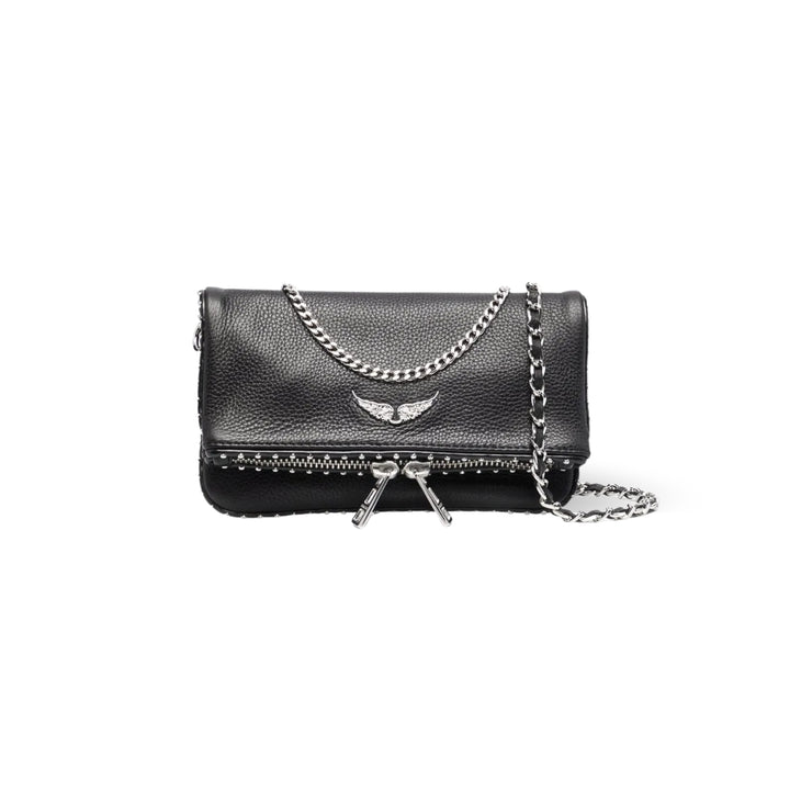 Zadig & Voltaire Rock Nano studded clutch in black with silver studs