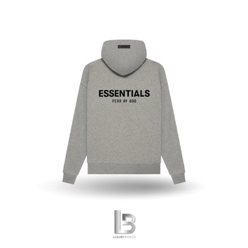 Fear of God Essentials Felt Logo Dark Oatmeal Hoodie