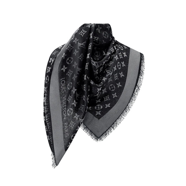 Louis Vuitton Monogram Shawl in black silk-and-wool blend