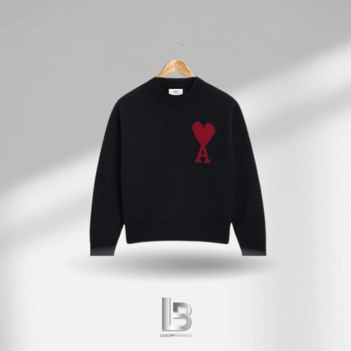 Ami Paris Knit Wool Black Sweater