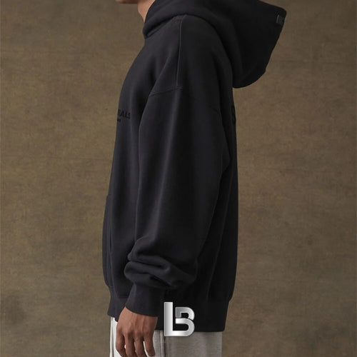 Fear of God Essentials Felt Logo Black Hoodie