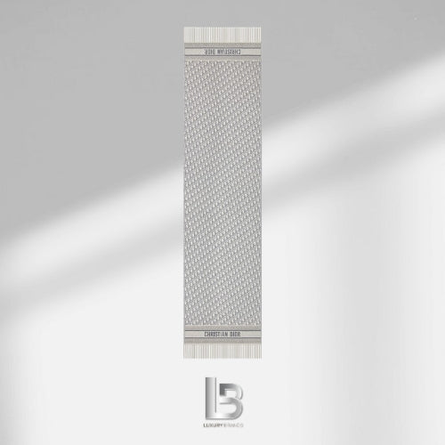 Dior Oblique Scarf Ecru and Gray Cashmere