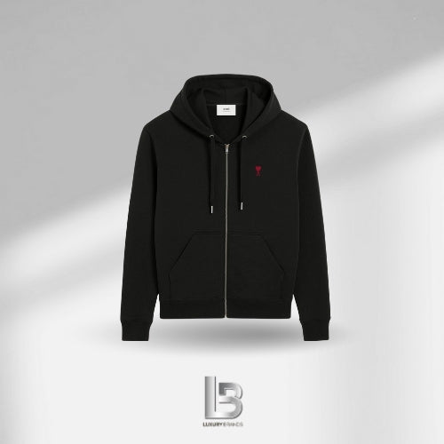 Ami de Coeur Zipped Black Cotton Jacket