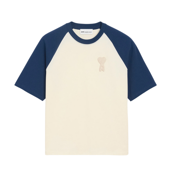 Ami Paris Knit Patch T-Shirt in white with blue heart