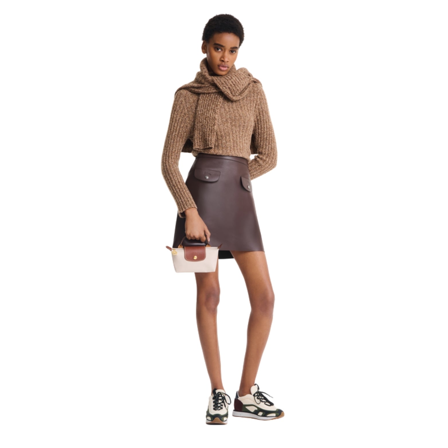 Longchamp Le Pliage Pouch in paper – styled view
