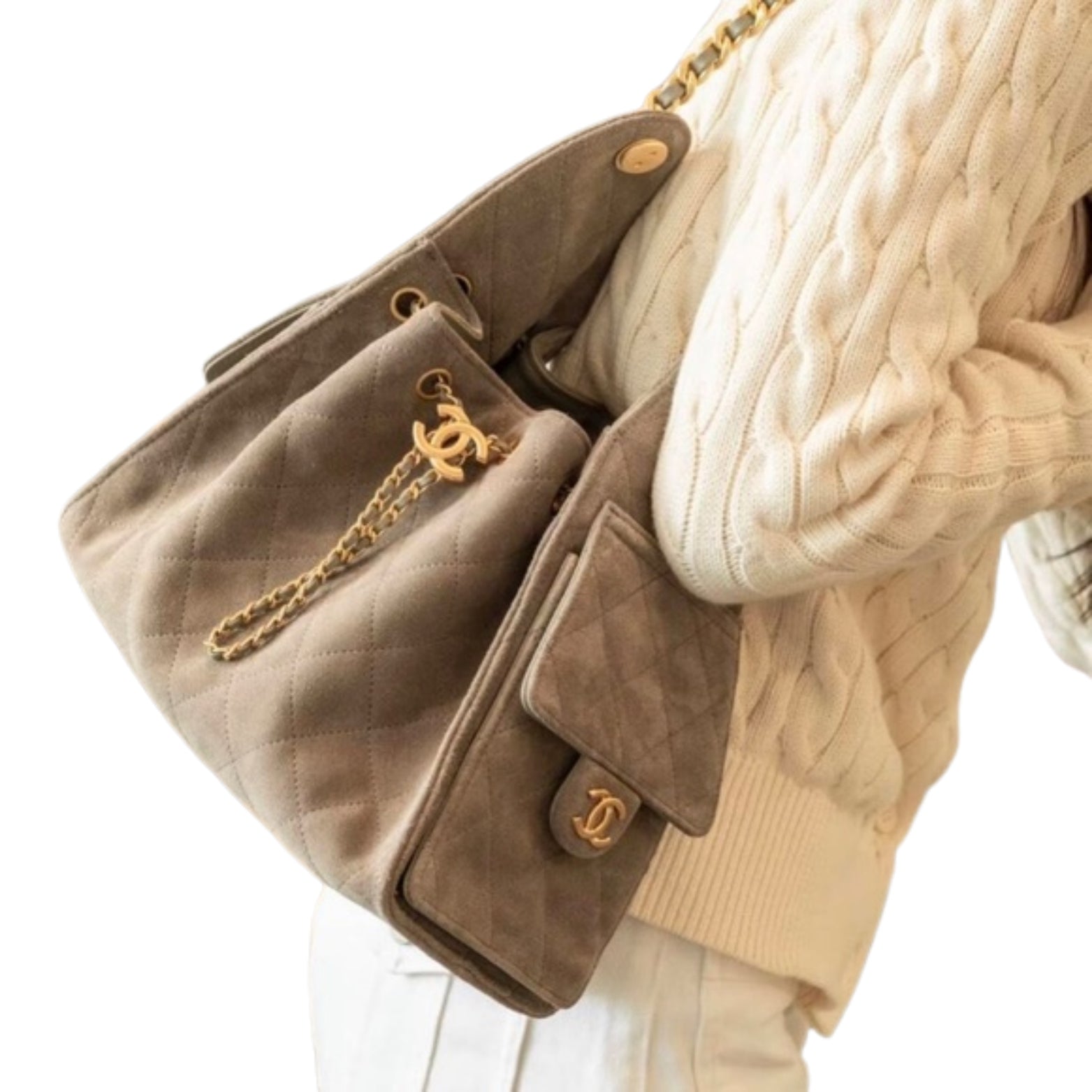 25 Hobo Small in suede with gold hardware – side view