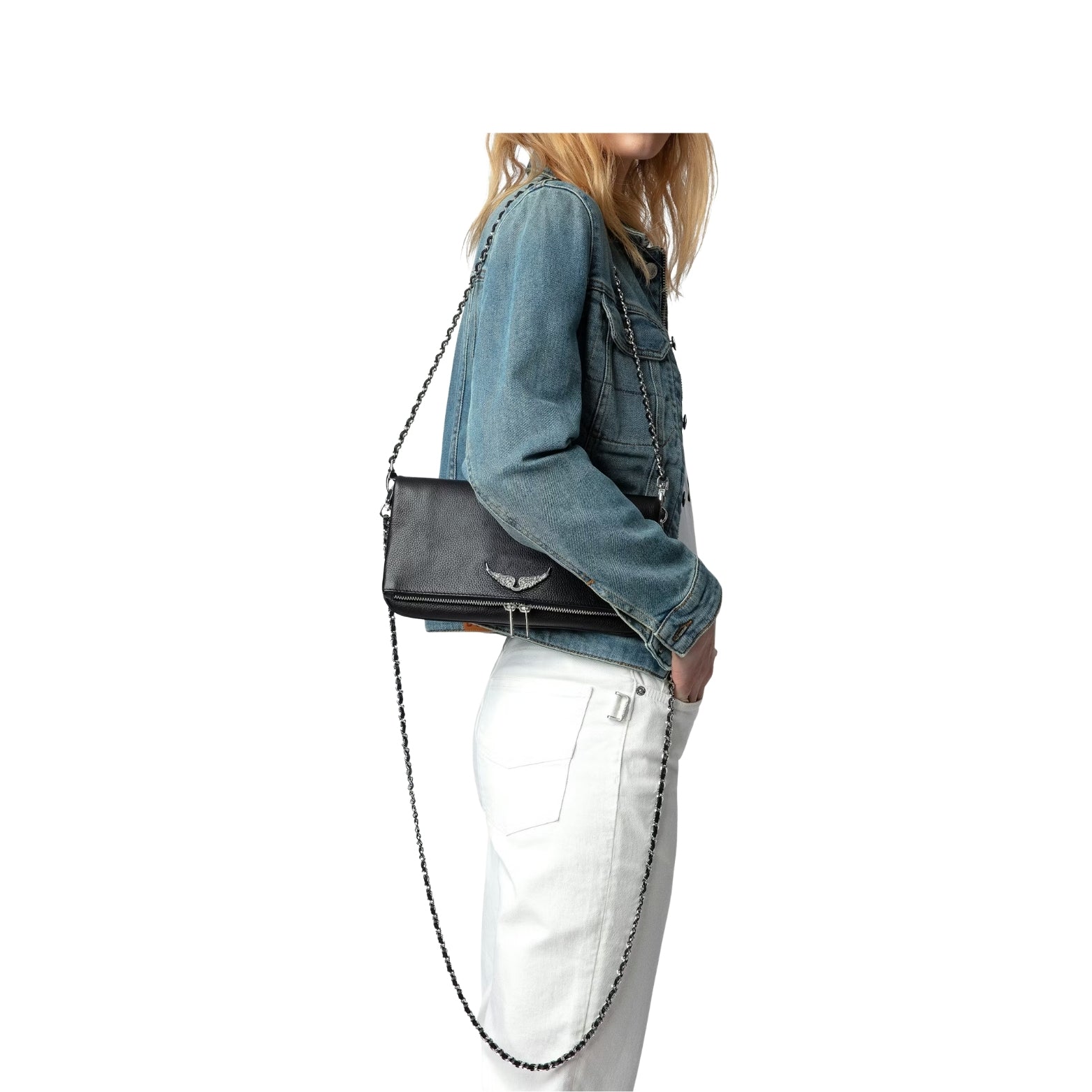 Zadig & Voltaire Rock Clutch in black silver – styled view