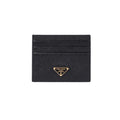 Prada Saffiano Leather Card Holder with metal Prada triangle