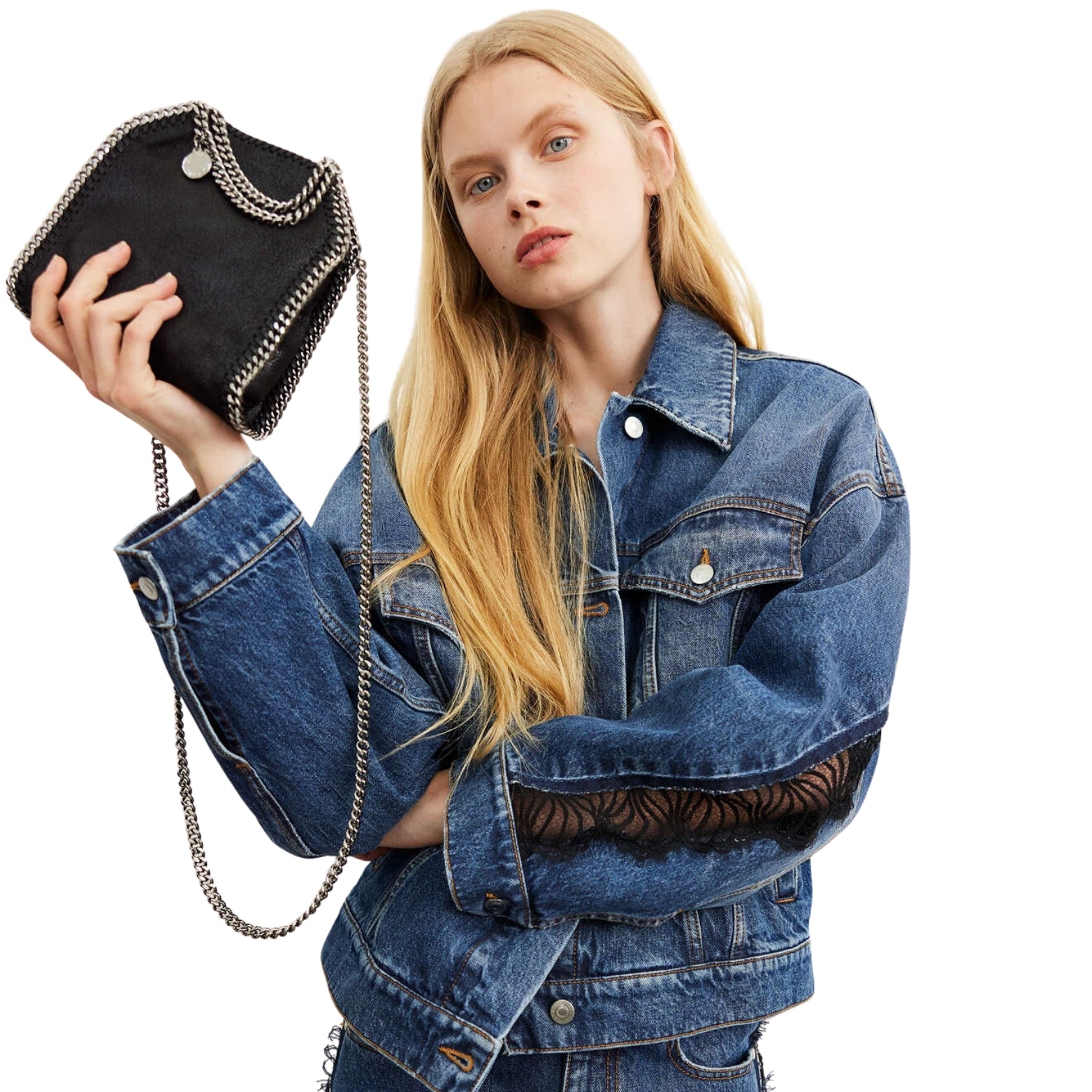 Stella McCartney Falabella Tiny in black silver – styled view