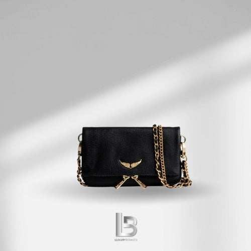 Zadig-et-Voltaire Rock Nano Studs Black In Gold Clutch