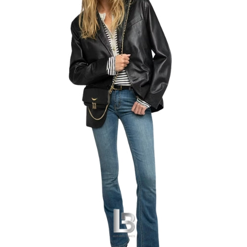 Zadig-et-Voltaire Rock Nano Studs Black In Gold Clutch