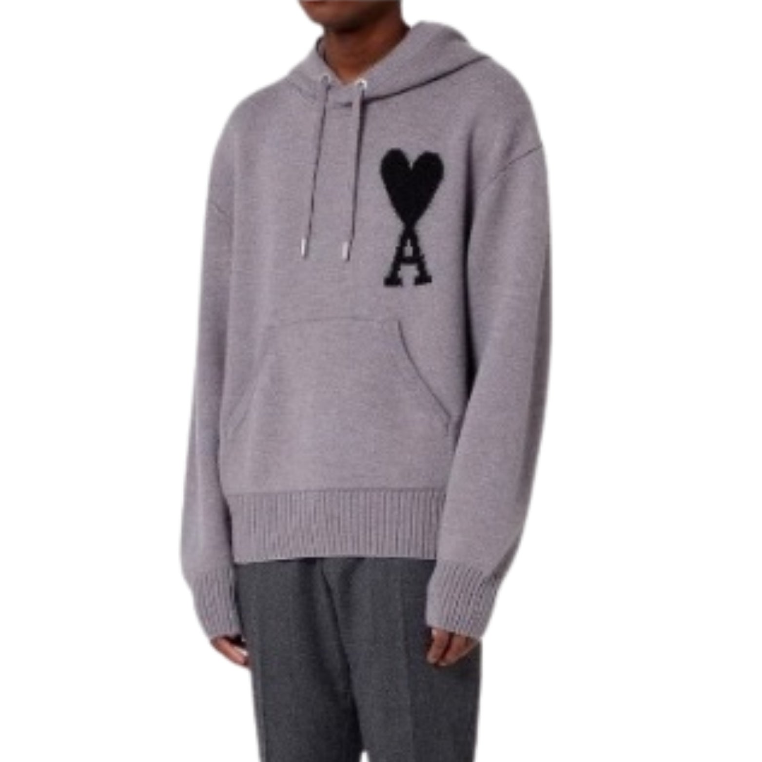 Knit Hoodie in grey – detail view