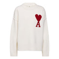 Ami Paris Knit Wool Sweater in white with red Ami heart