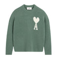 Knit Wool Sweater in green with white Ami heart