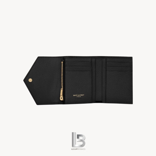 Saint Laurent Monogram compact tri-fold wallet In Black