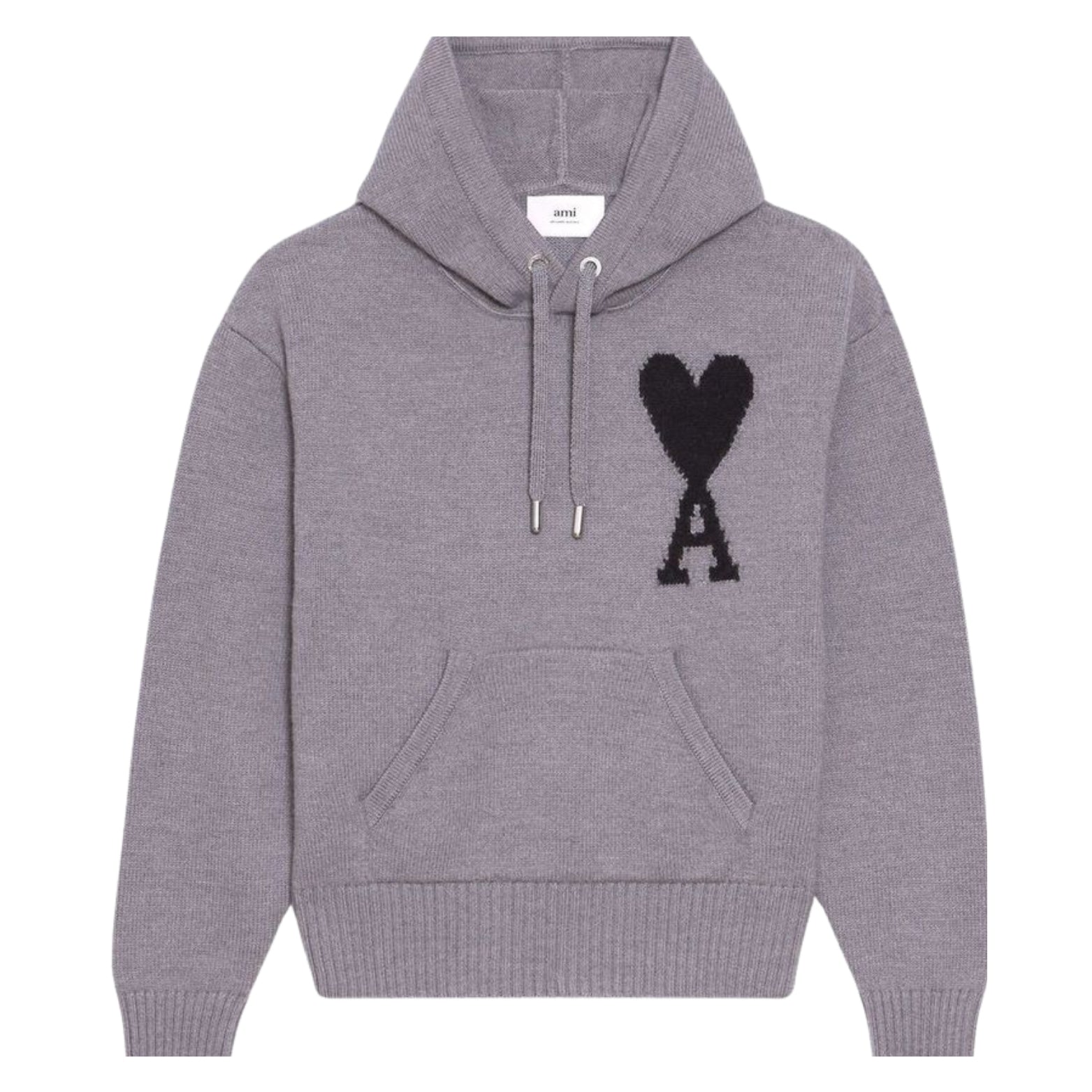 Ami de Cœur Knit Hoodie in grey wool