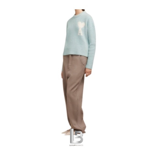 Ami Paris Knit Wool Light Blue Sweater