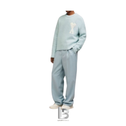 Ami Paris Knit Wool Light Blue Sweater