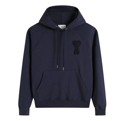 Ami Paris Ami de Cœur Patch Hoodie in navy blue