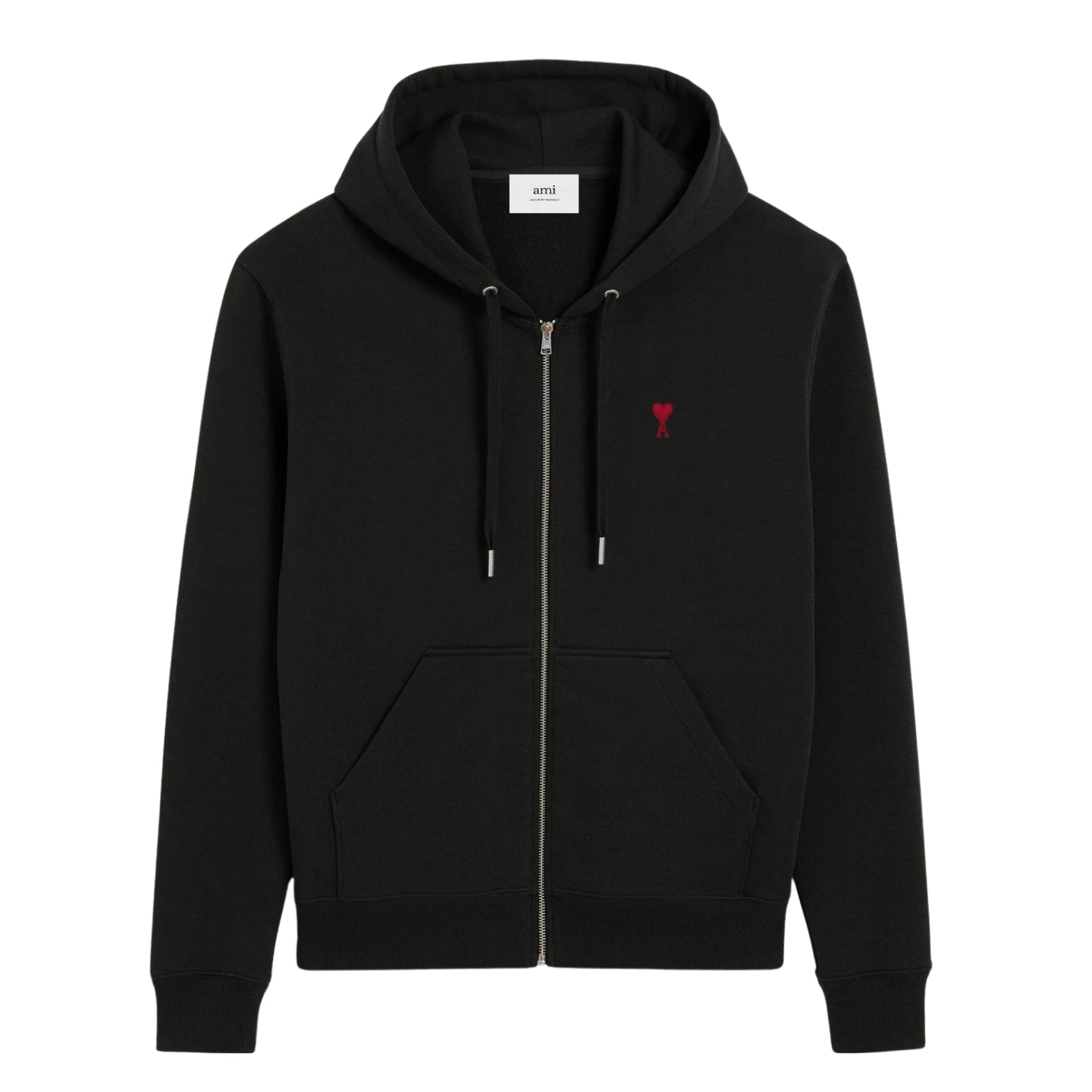 Ami Paris Ami de Cœur Zipped Cotton Jacket in black
