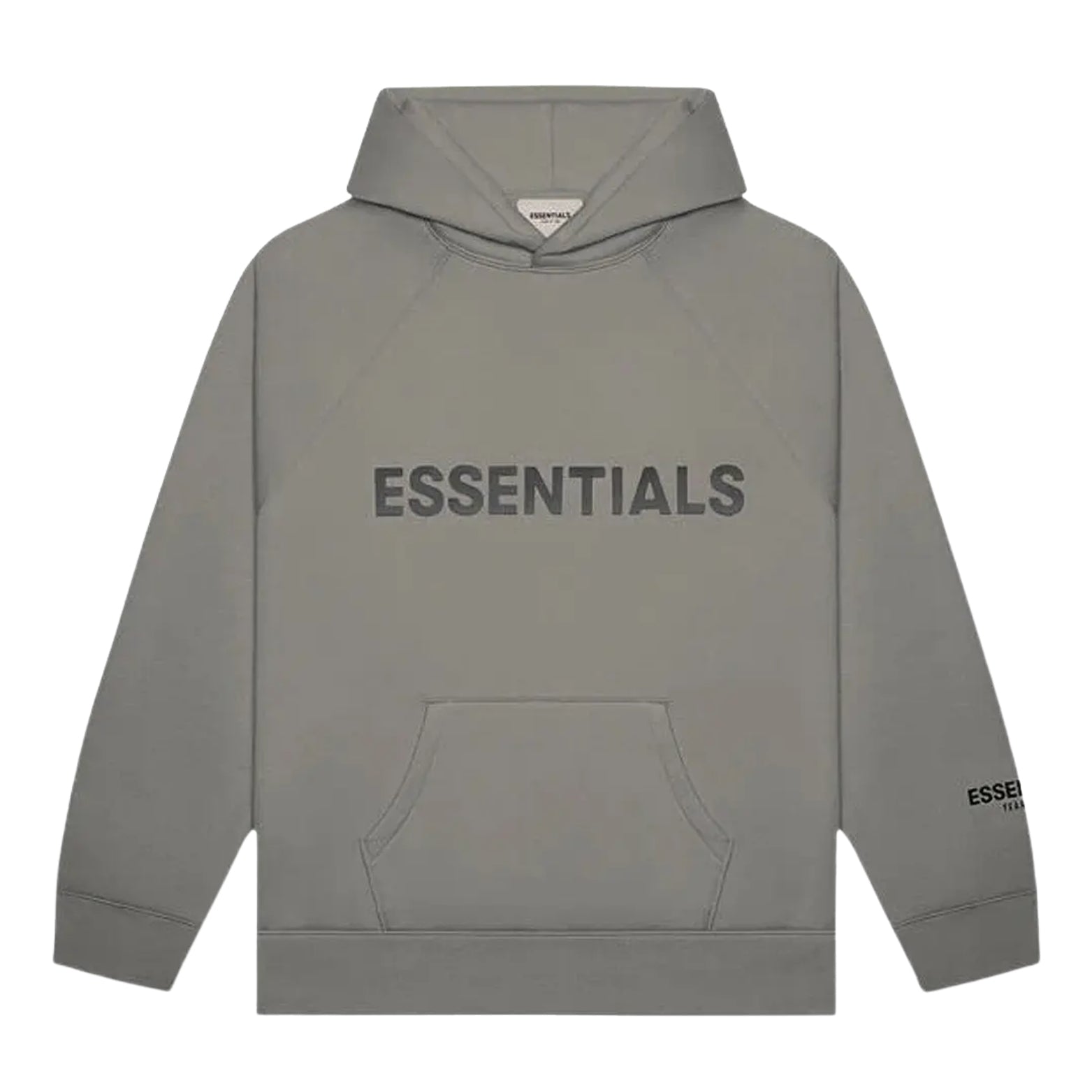 Essentials Pullover Hoodie in charcoal with applique logo