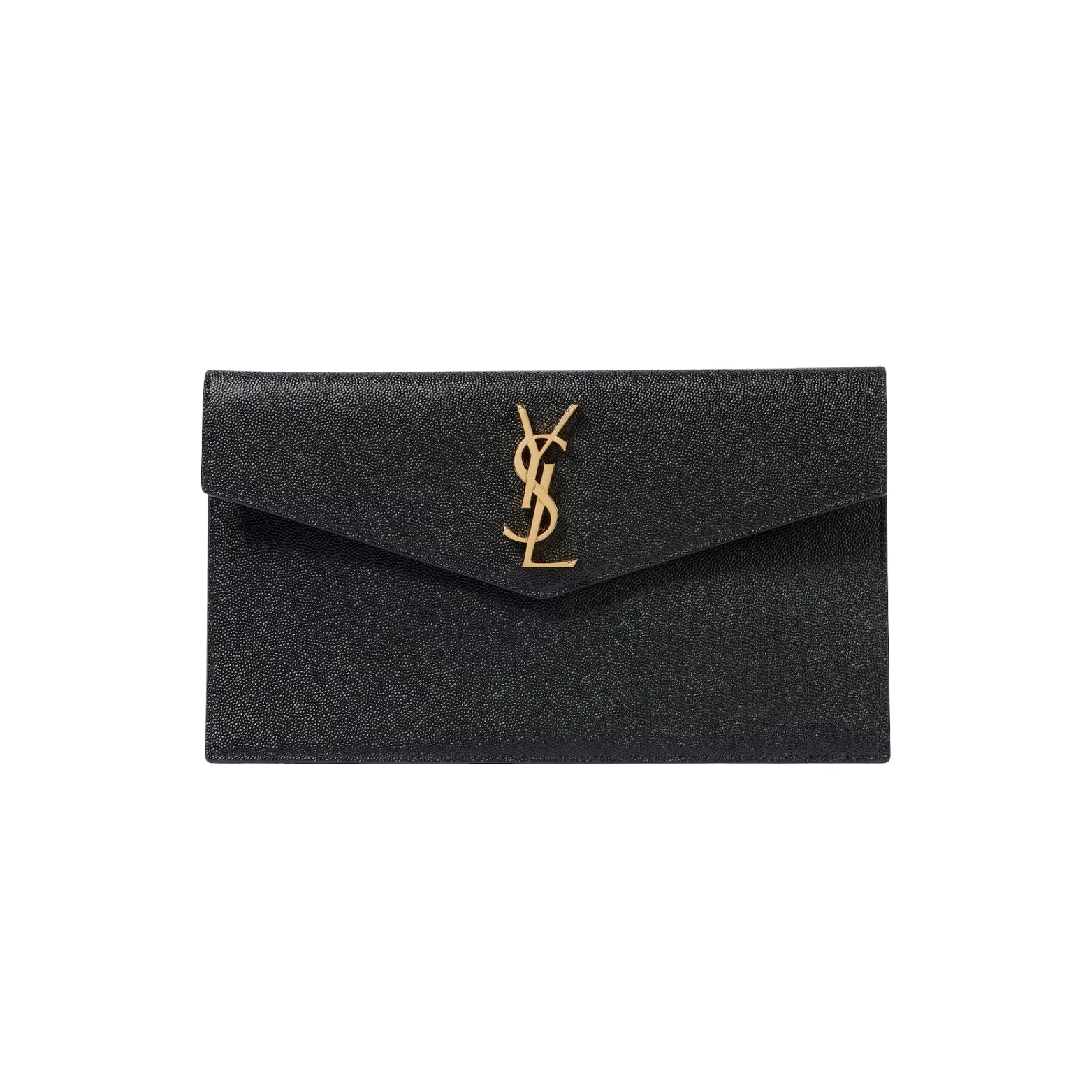 Saint Laurent Uptown Leather Clutch with Cassandre detail