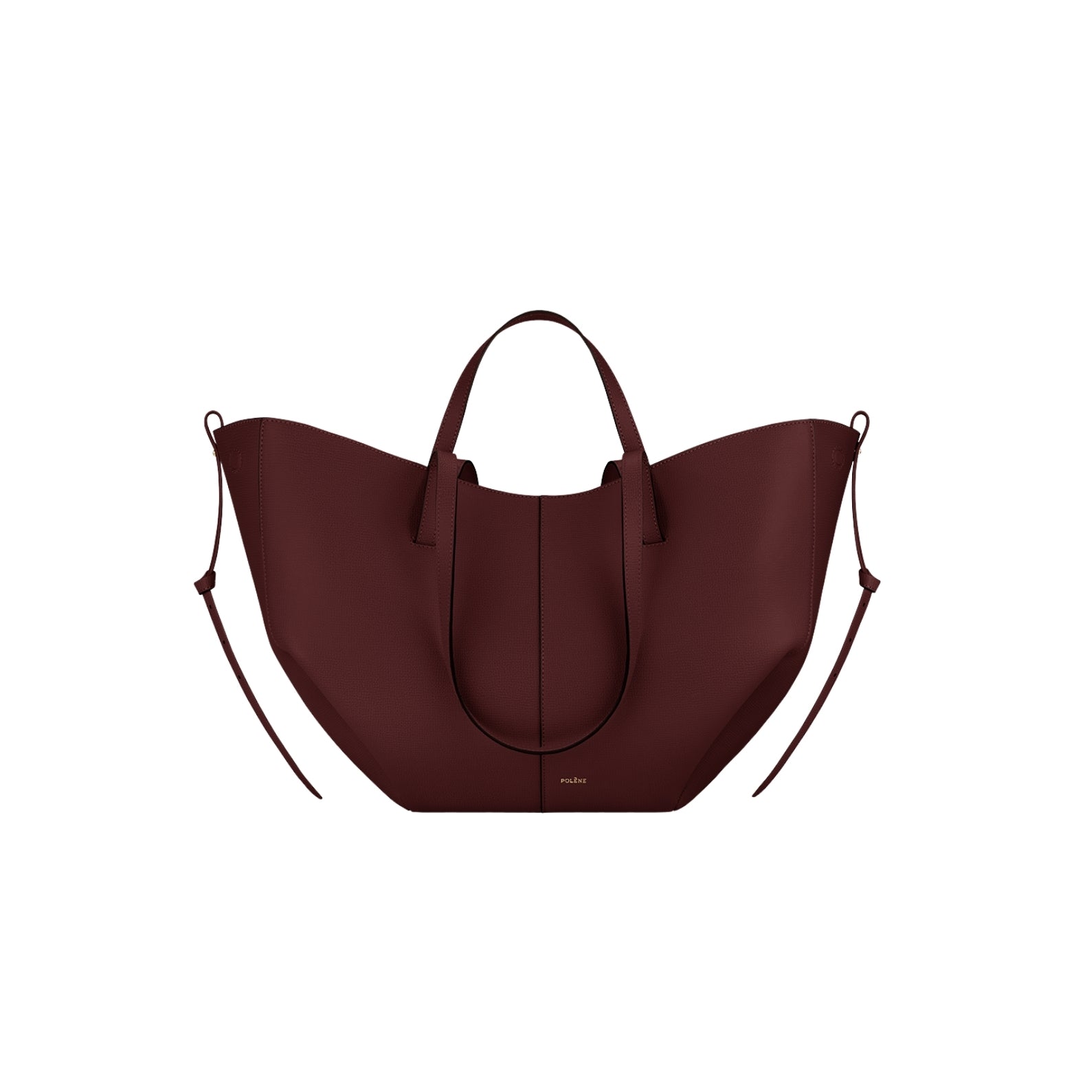 Polène Cyme Tote in textured black cherry leather