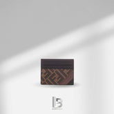 Fendi Diagonal Card Holder Brown Fabric Card Holder