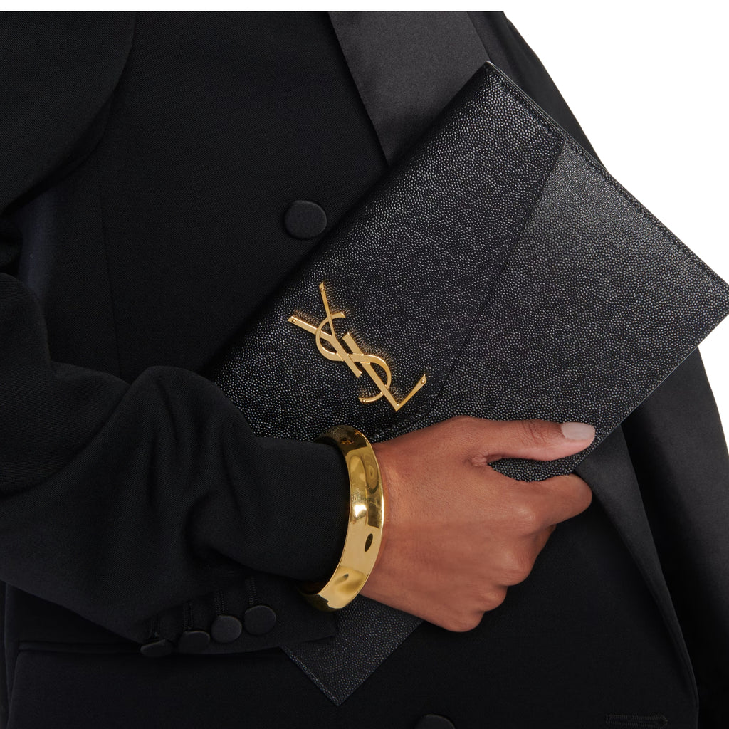Saint Laurent Uptown Leather Clutch – detail view