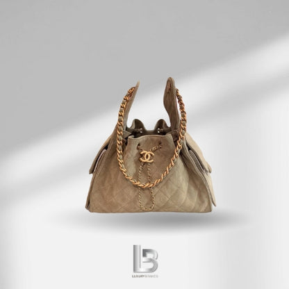 Chanel 25 Suede Gold Hardware Hobo Small Bag