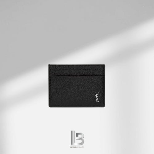 Saint Laurent Tiny Cassandre card case in grained leather
