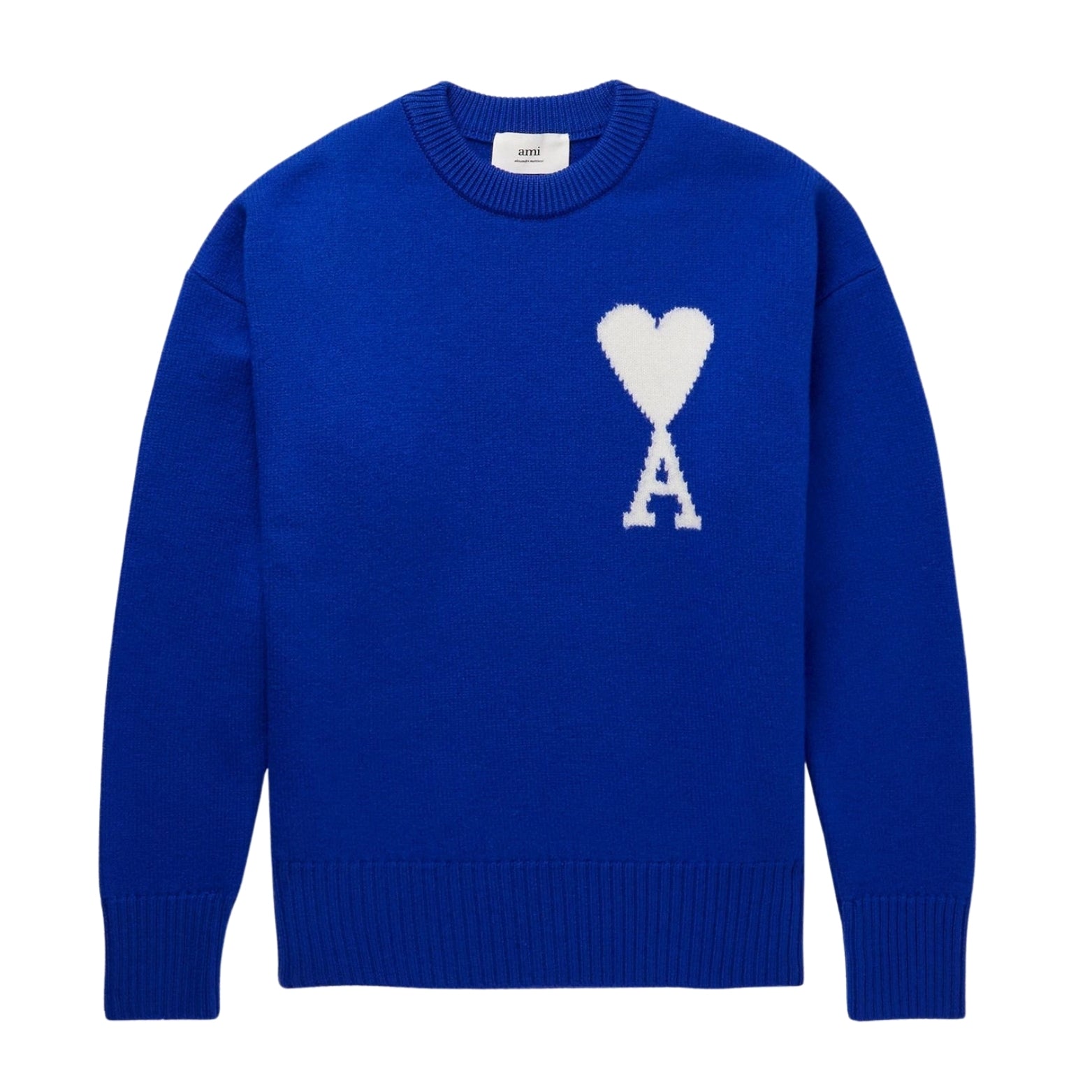Knit Wool Sweater in blue with white Ami heart