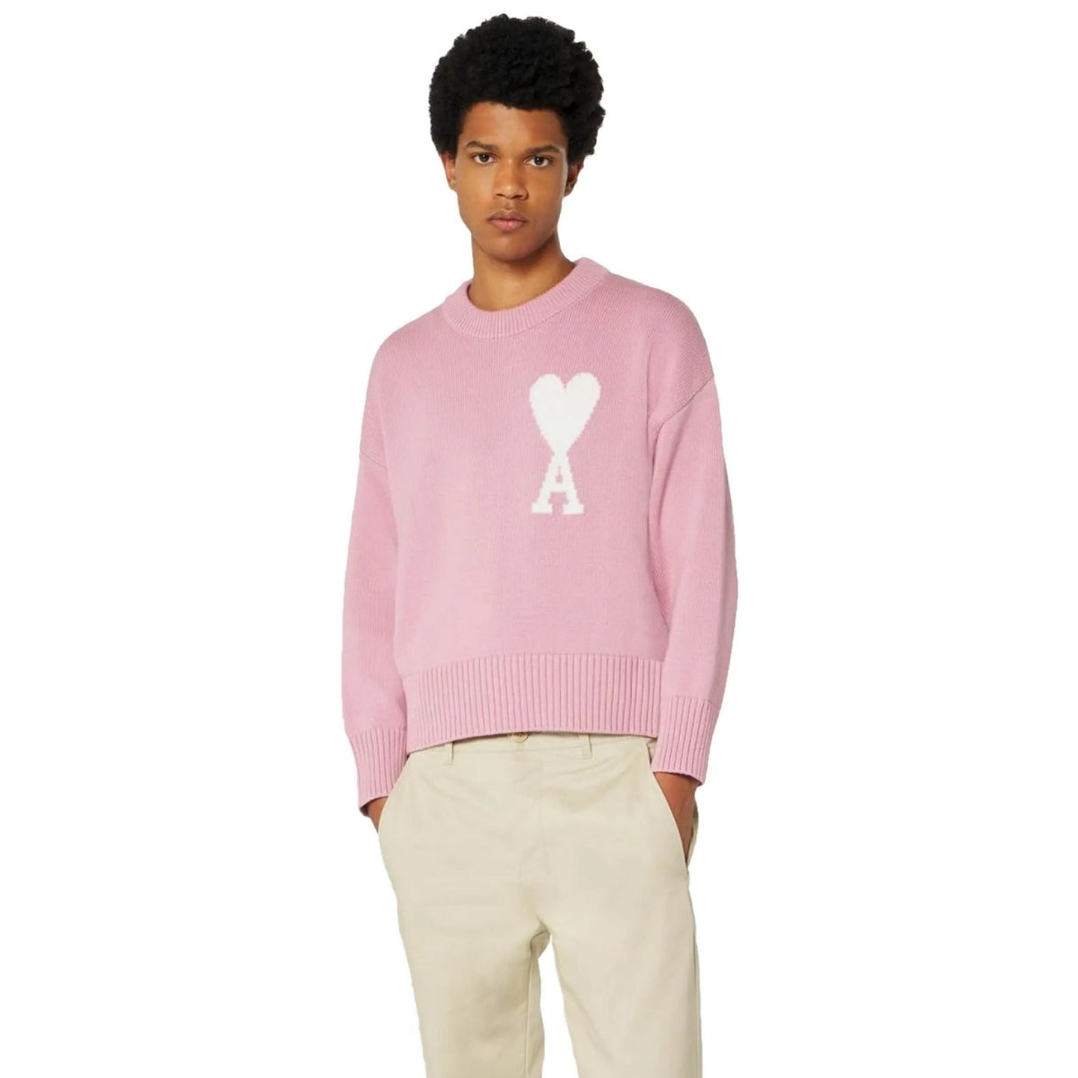 Knit Wool Sweater in pink – detail view