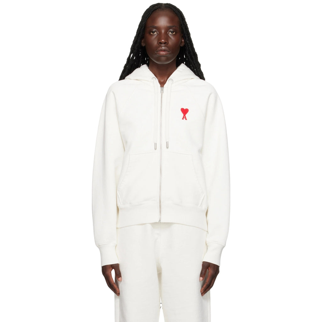 Zipped Cotton Jacket in white – detail