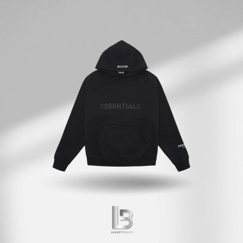 Fear of God Essentials Pullover Black Hoodie Applique Logo