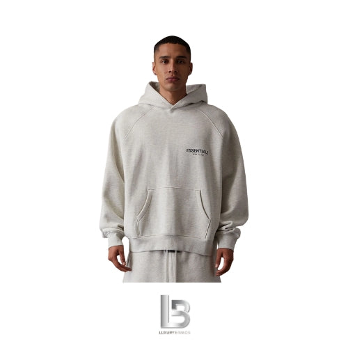 Fear of God Essentials Felt Logo Light Oatmeal Hoodie