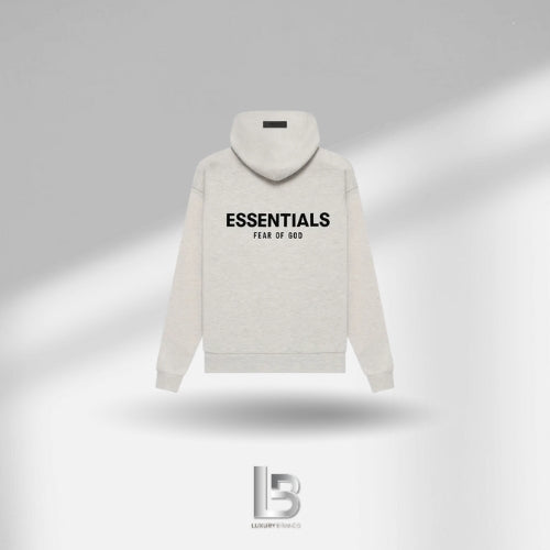 Fear of God Essentials Felt Logo Light Oatmeal Hoodie
