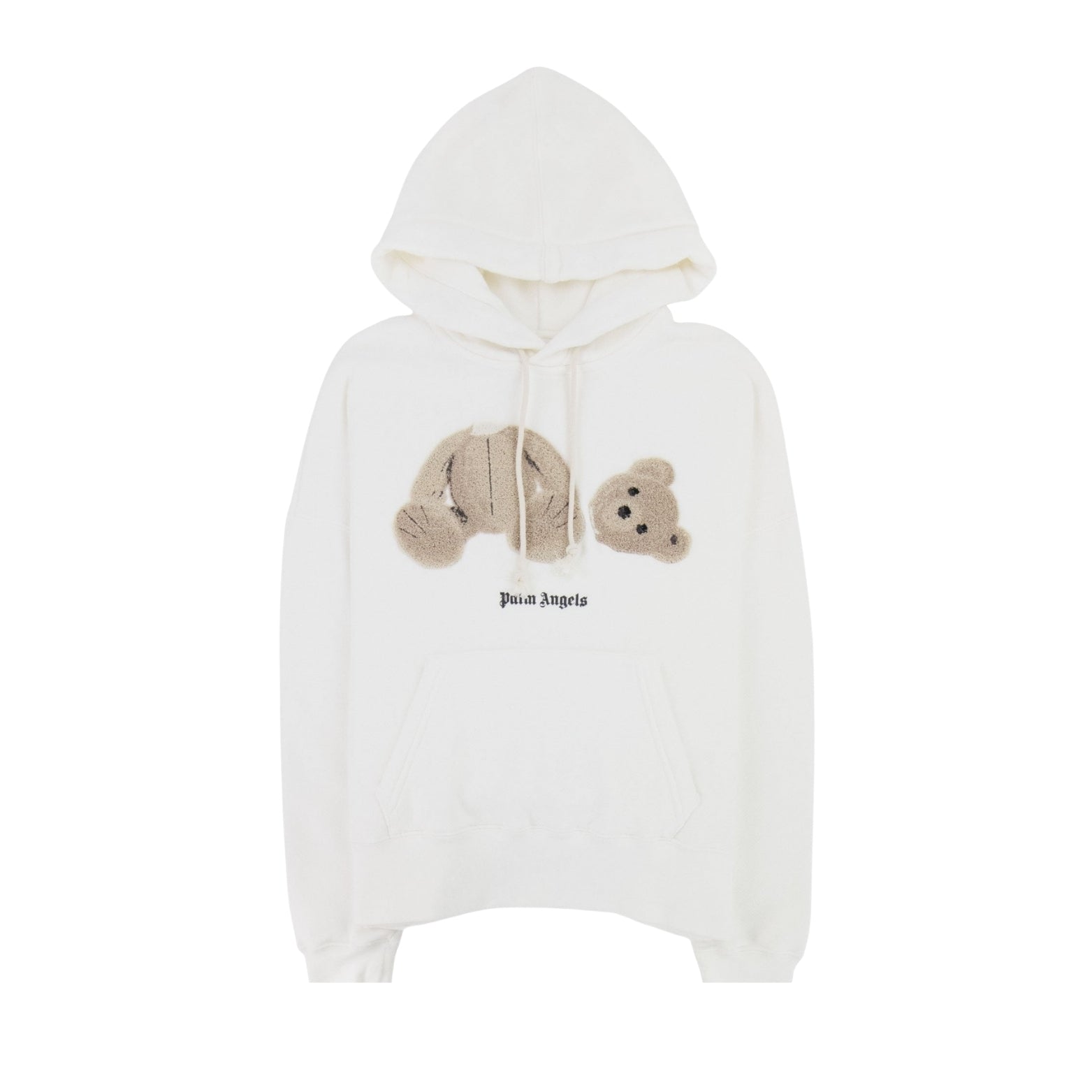 Palm Angels Bear Hoodie in white with crystal embellishment