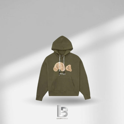 Palm Angels Bear Olive Green Hoodie