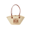 Paula's Ibiza Anagram Small Basket Bag in raffia and leather