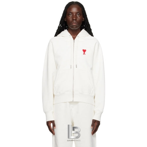 Ami de Coeur Zipped White Cotton Jacket