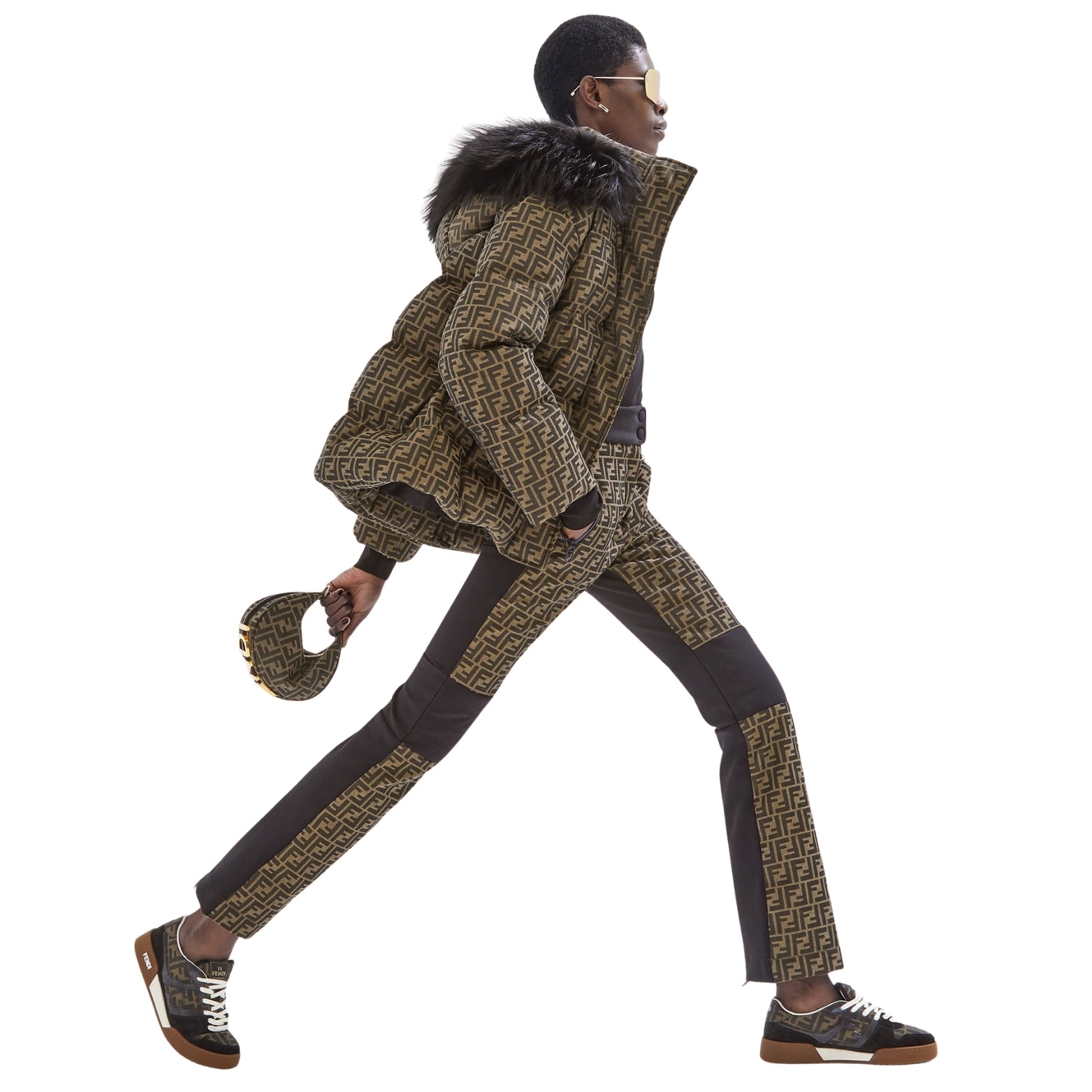 Fendigraphy Mini in brown FF jacquard – side view