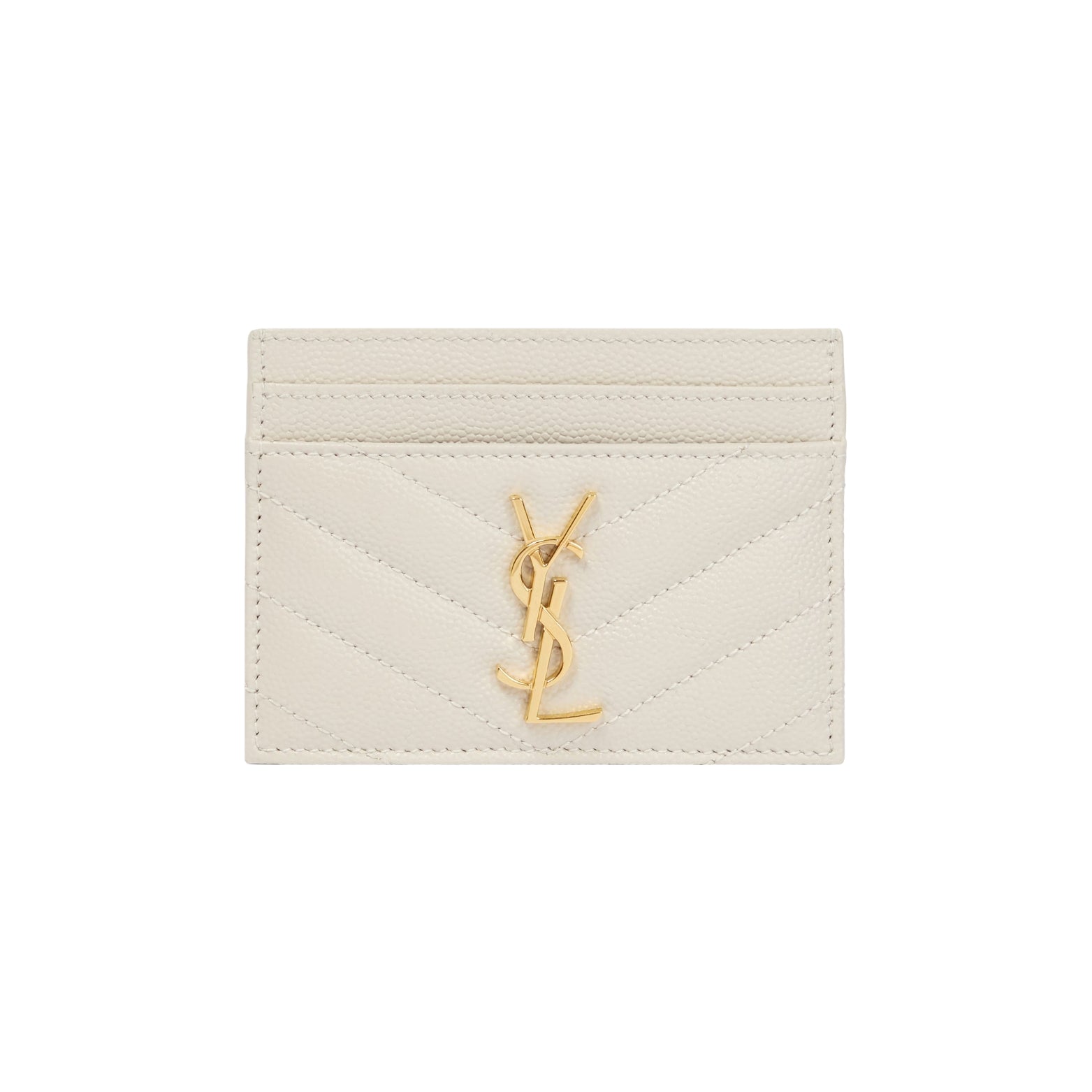 Saint Laurent Monogramme Cardholder in white quilted leather
