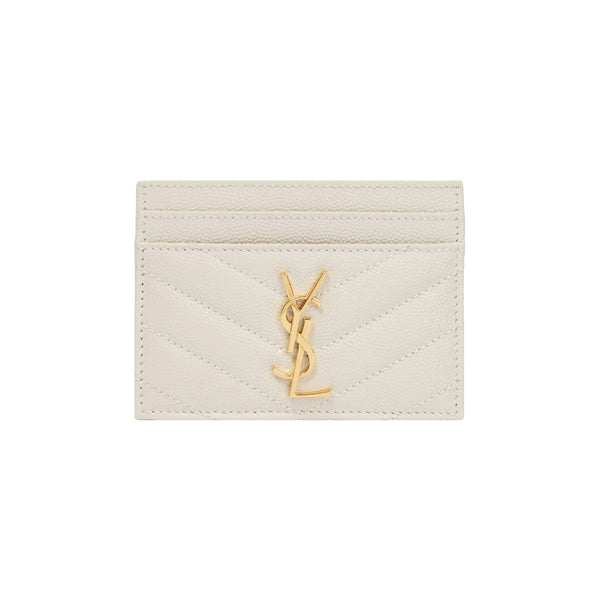Saint Laurent Monogramme Cardholder in white quilted leather