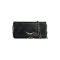Rock Clutch in black leather with silver chains