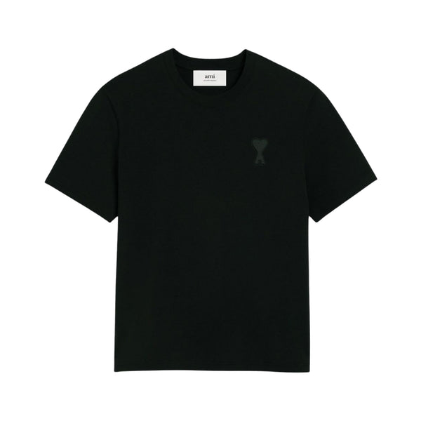 Ami Paris Ami de Cœur T-shirt in black with tonal embroidery