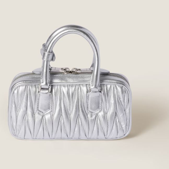 Miu Miu Arcadie matelassé nappa silver leather mini-bag