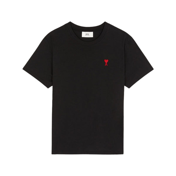 Ami Paris Ami de Cœur T-shirt in black with red embroidery