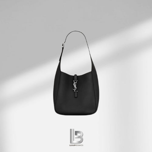 Saint Laurent LE 5 À 7 supple Black in Silver SMALL in grained leather